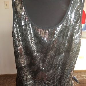 Silver Sparkling Tank Top cotton back Size Med